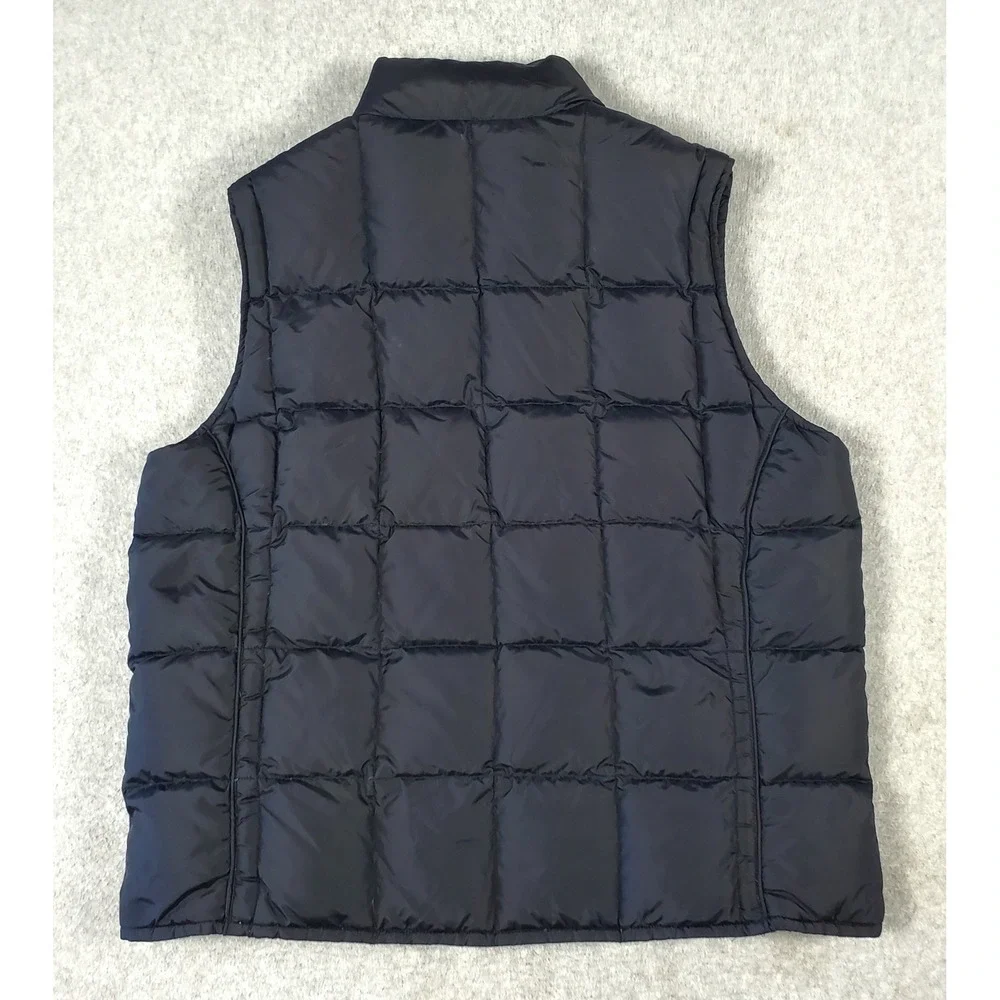 Eddie Bauer Goose Down Puffer Vest Mens Sz Large Black Quilted Full Zip Pockets